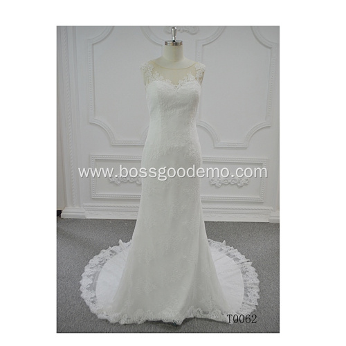 High quality elegant design white lace bridal ball gown wedding dress